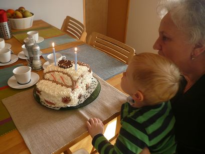 Blowing out candles with Aunt Jana.