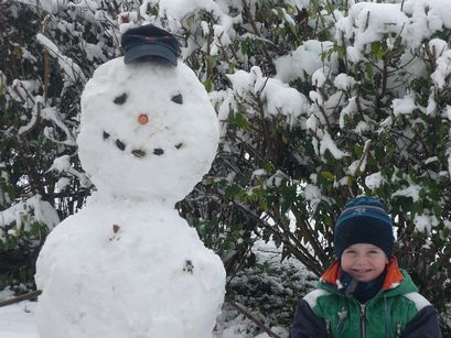 Our snowman, right before his head fell off. 