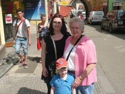 Alyssa, Ian, and Grandma in Beroun. 