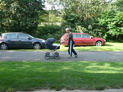 My grandfather taking me for a walk